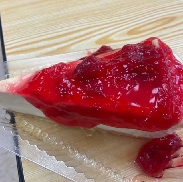 Cheesecake with Cherry Topping.